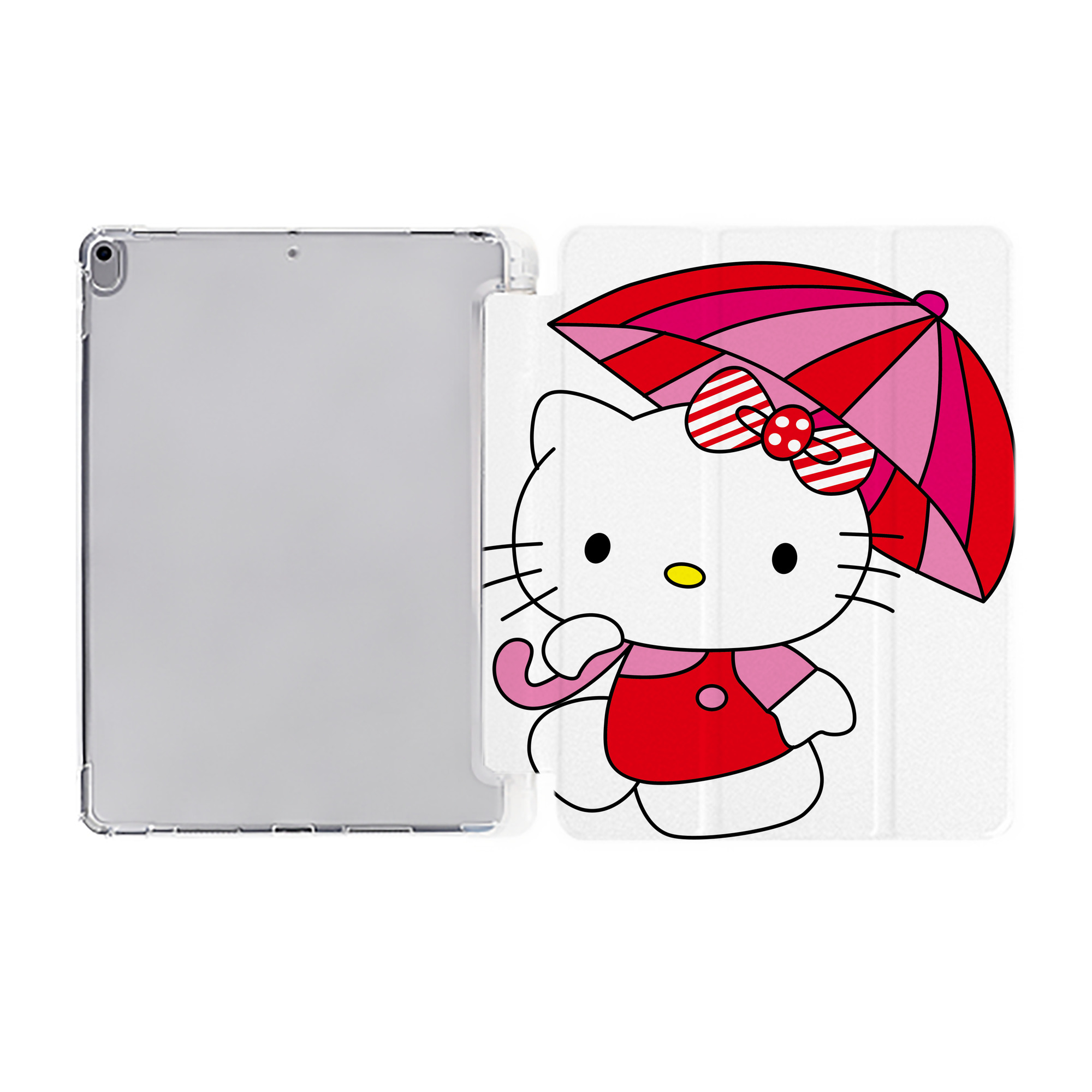 （画像用） Hello Kitty ハローキティ IPad ケース ペン収納付き 三つ折りスタンド PUレザー×シリコン 対応機種9.5/10.5/10.9インチ